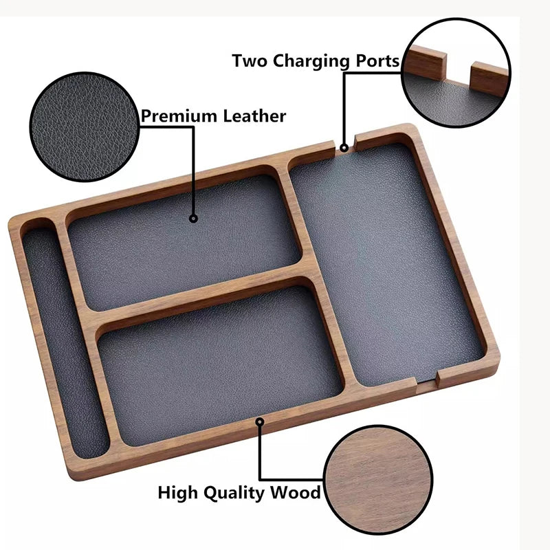 Solid Wood Desktop Storage Box: Multi-Grid Desk Organizer