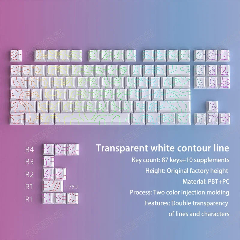 Contour 4.0 PBT Keycaps: Side Engraved Translucent Gaming Caps